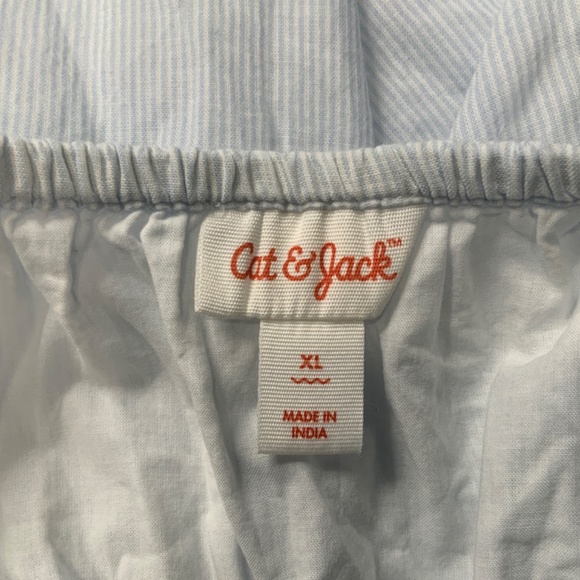 Cat & Jack NWOT Adjustable Long Blue and White Striped Dress with Embroidery - Picture 8 of 10